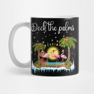 Deck the Palms Merry Flamingo Christmas Mug